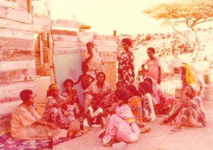 Edna Adan talking to village midwives in Djibouti about FGM, 1982