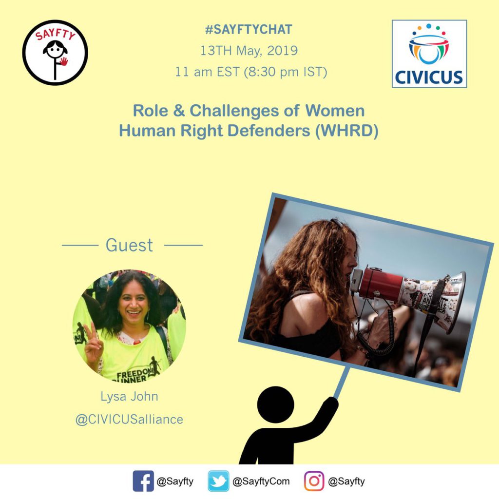 sayftychat rples and challenges of women human rights defenders